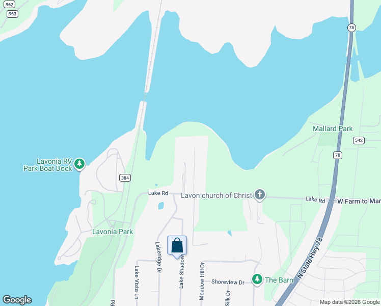 map of restaurants, bars, coffee shops, grocery stores, and more near 1018 Hilltop Drive in Lavon