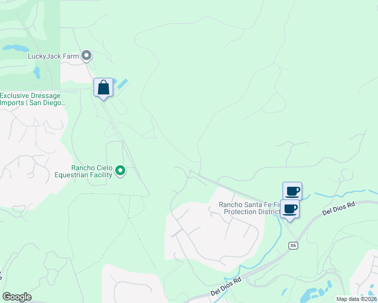 map of restaurants, bars, coffee shops, grocery stores, and more near 7247 Camino De Arriba in Rancho Santa Fe