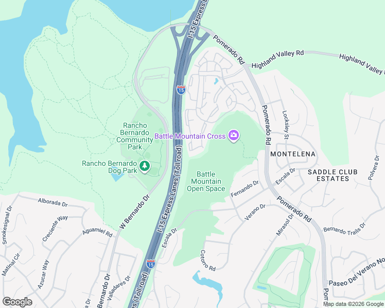 map of restaurants, bars, coffee shops, grocery stores, and more near 18614 Caminito Cantilena in San Diego