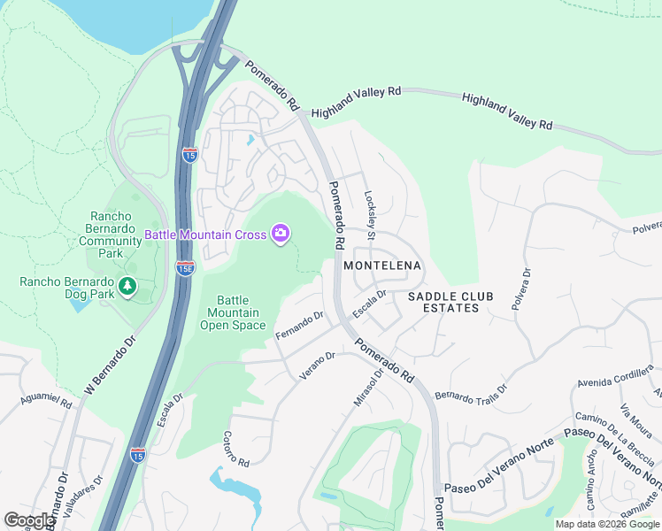map of restaurants, bars, coffee shops, grocery stores, and more near 18385 Reata Way in San Diego