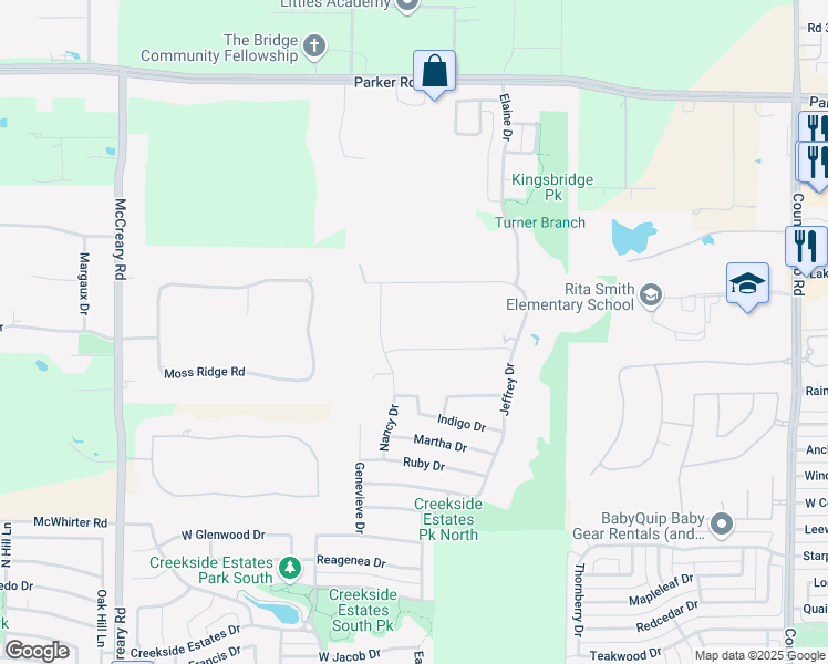 map of restaurants, bars, coffee shops, grocery stores, and more near 7604 Windomere Drive in Allen