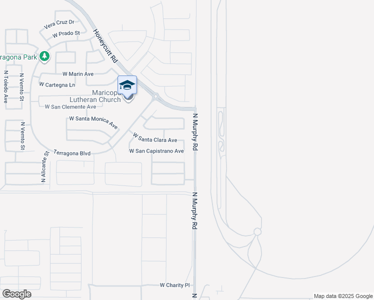 map of restaurants, bars, coffee shops, grocery stores, and more near 18353 North Conquistador Drive in Maricopa