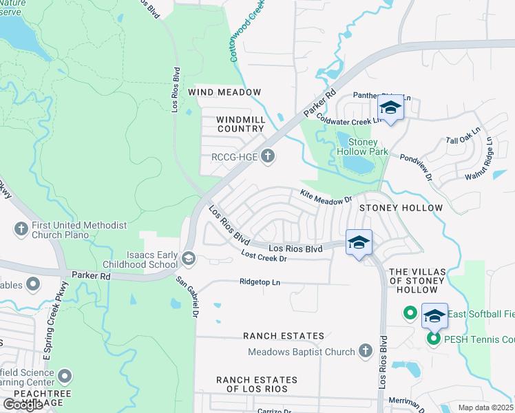 map of restaurants, bars, coffee shops, grocery stores, and more near 3900 Cloudcrest Drive in Plano