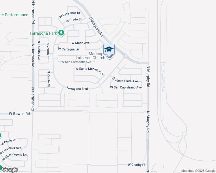 map of restaurants, bars, coffee shops, grocery stores, and more near 35649 West San Capistrano Avenue in Maricopa