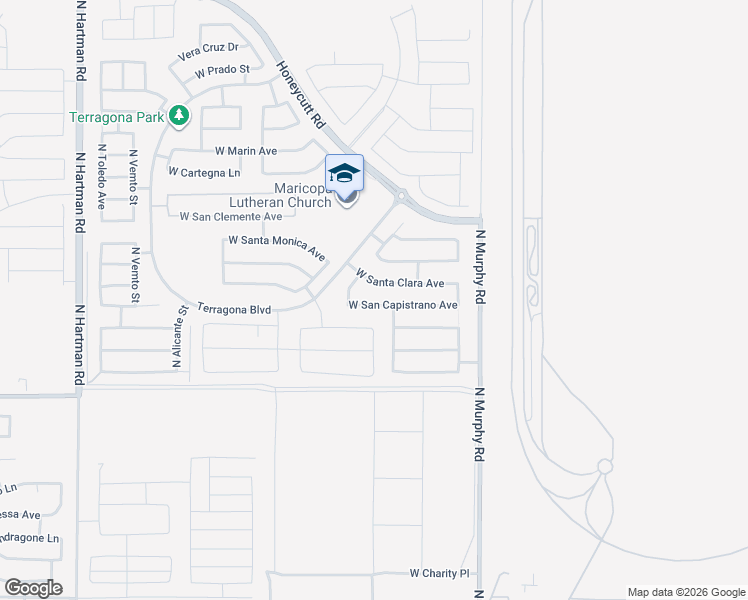 map of restaurants, bars, coffee shops, grocery stores, and more near 35551 West San Capistrano Avenue in Maricopa