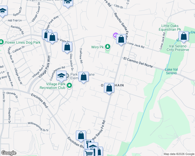 map of restaurants, bars, coffee shops, grocery stores, and more near 516 Whisper Wind Drive in Encinitas