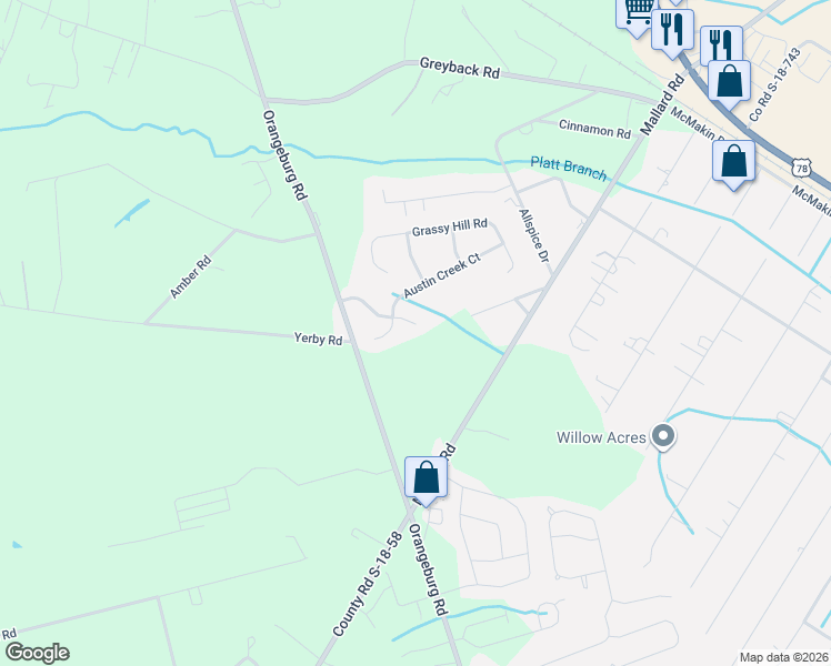 map of restaurants, bars, coffee shops, grocery stores, and more near 126 Salt Meadow Lane in Summerville