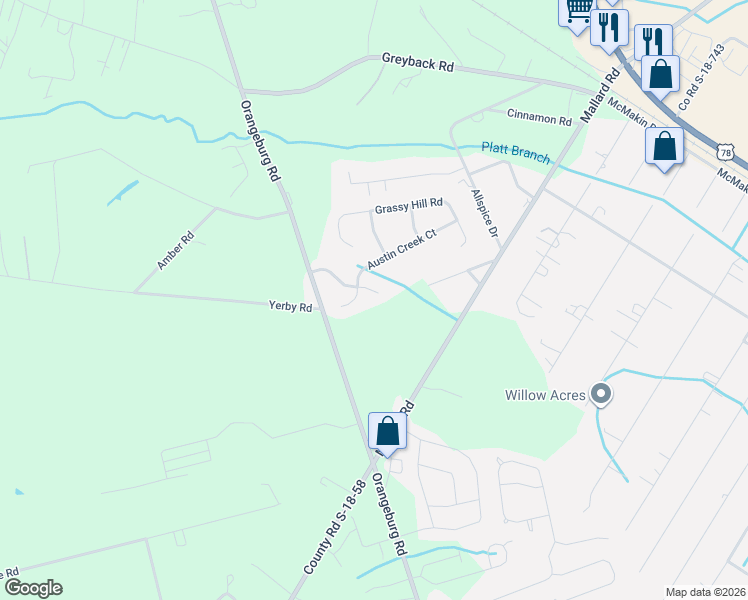 map of restaurants, bars, coffee shops, grocery stores, and more near 126 Salt Meadow Lane in Summerville