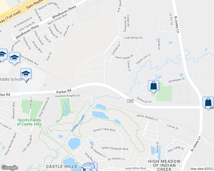 map of restaurants, bars, coffee shops, grocery stores, and more near 1205 Dragon Banner Drive in The Colony