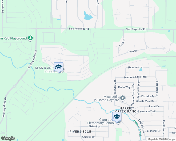 map of restaurants, bars, coffee shops, grocery stores, and more near 16737 Woodside Drive in Justin