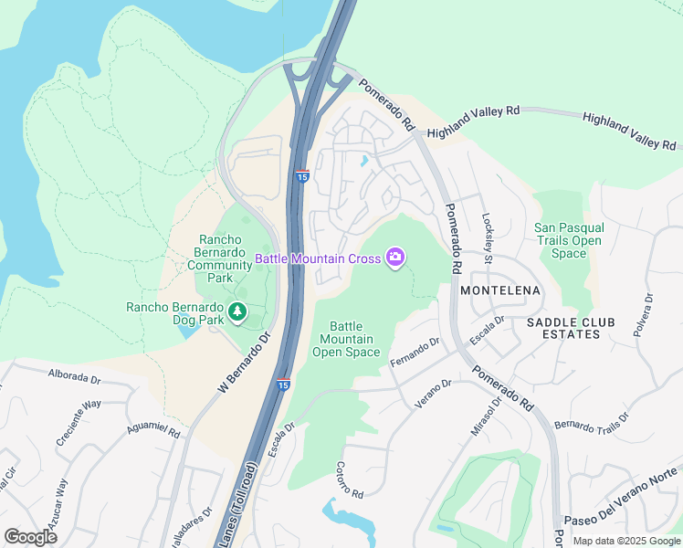 map of restaurants, bars, coffee shops, grocery stores, and more near 18523 Caminito Pasadero in San Diego
