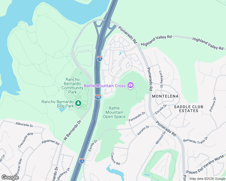 map of restaurants, bars, coffee shops, grocery stores, and more near 18563 Caminito Pasadero in San Diego