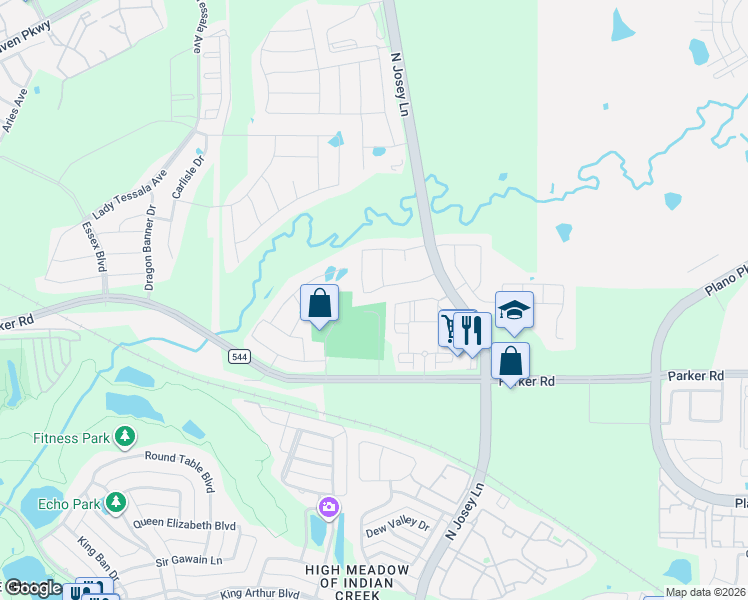 map of restaurants, bars, coffee shops, grocery stores, and more near 1714 Brookhollow Drive in Carrollton