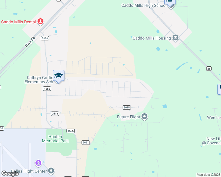 map of restaurants, bars, coffee shops, grocery stores, and more near Real Quiet Lane in Caddo Mills
