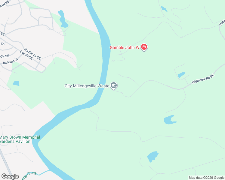 map of restaurants, bars, coffee shops, grocery stores, and more near 199 Highview Road Southeast in Milledgeville