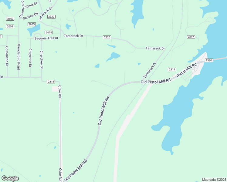 map of restaurants, bars, coffee shops, grocery stores, and more near Old Pistol Mill Road in Camp County