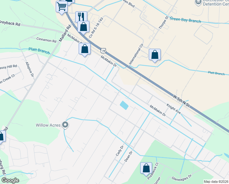 map of restaurants, bars, coffee shops, grocery stores, and more near 166 McMakin Street in Summerville