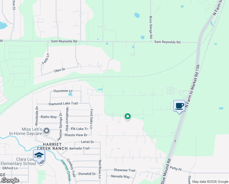 map of restaurants, bars, coffee shops, grocery stores, and more near 18023 C Tydings Road in Justin