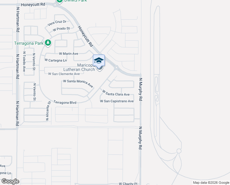 map of restaurants, bars, coffee shops, grocery stores, and more near 35436 West Santa Clara Avenue in Maricopa