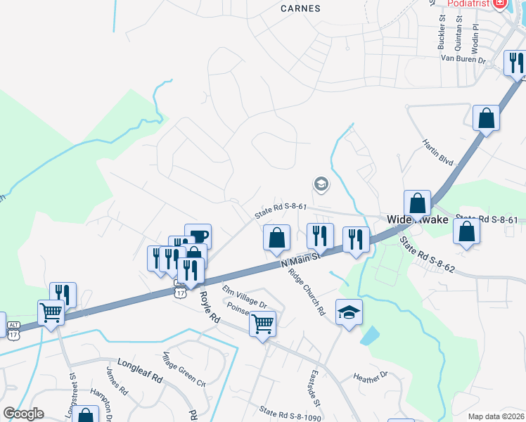 map of restaurants, bars, coffee shops, grocery stores, and more near 205 State Road S-8-61 in Summerville
