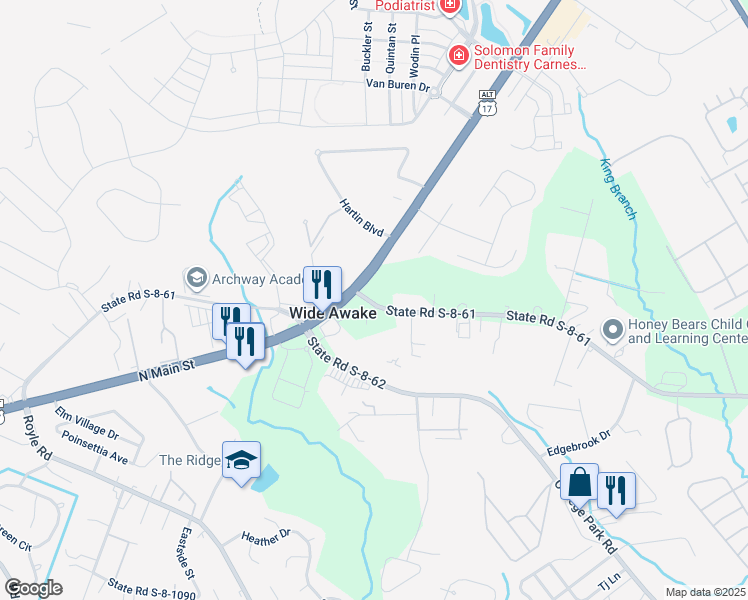map of restaurants, bars, coffee shops, grocery stores, and more near 800 Myers Road in Summerville