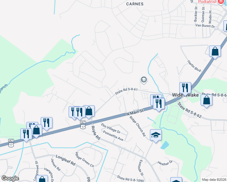 map of restaurants, bars, coffee shops, grocery stores, and more near 205 State Road S-8-61 in Summerville