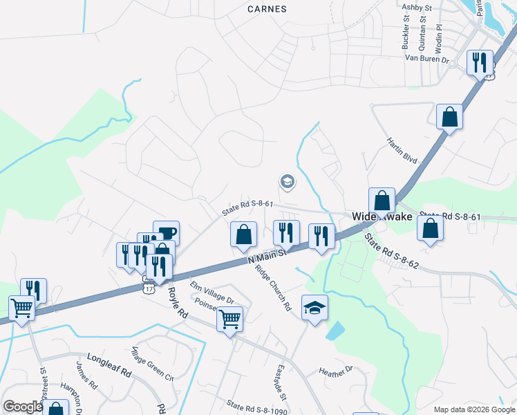 map of restaurants, bars, coffee shops, grocery stores, and more near 15 State Road S-8-61 in Summerville