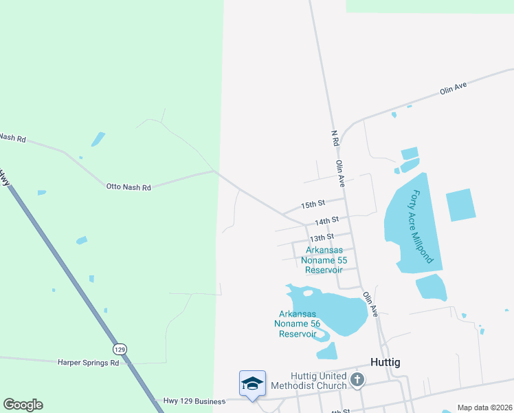 map of restaurants, bars, coffee shops, grocery stores, and more near 405 Otto Nash Road in Huttig