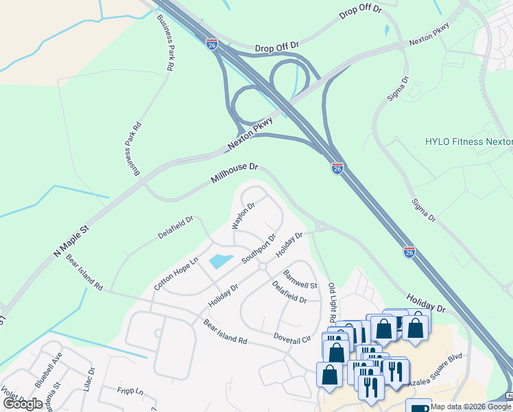 map of restaurants, bars, coffee shops, grocery stores, and more near 307 Waylon Drive in Summerville