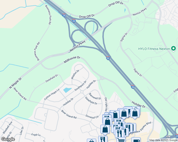 map of restaurants, bars, coffee shops, grocery stores, and more near 330 Southport Drive in Summerville