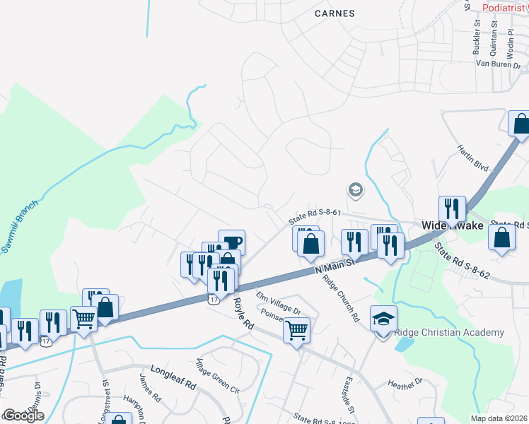 map of restaurants, bars, coffee shops, grocery stores, and more near 113 Clydesdale Circle in Summerville