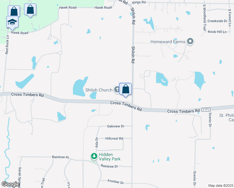 map of restaurants, bars, coffee shops, grocery stores, and more near 6500 Cross Timbers Road in Flower Mound