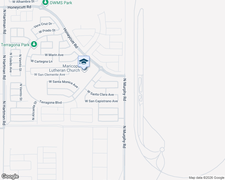 map of restaurants, bars, coffee shops, grocery stores, and more near 35253 West Santa Barbara Avenue in Maricopa