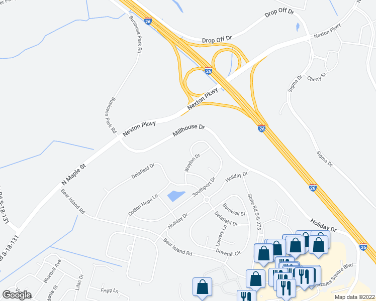 map of restaurants, bars, coffee shops, grocery stores, and more near 368 Southport Drive in Summerville