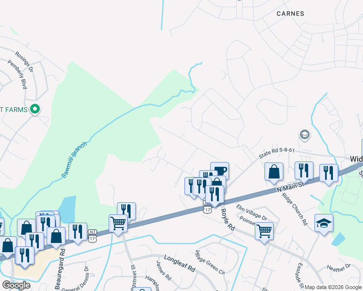 map of restaurants, bars, coffee shops, grocery stores, and more near 1923 Dubard Street in Summerville