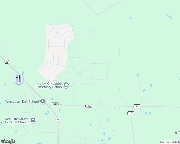 map of restaurants, bars, coffee shops, grocery stores, and more near 3108 Ridgeview Road in Caddo Mills