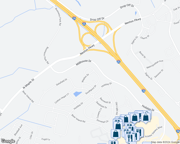 map of restaurants, bars, coffee shops, grocery stores, and more near 310 Waylon Drive in Summerville