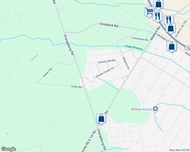 map of restaurants, bars, coffee shops, grocery stores, and more near 119 Salt Meadow Lane in Summerville