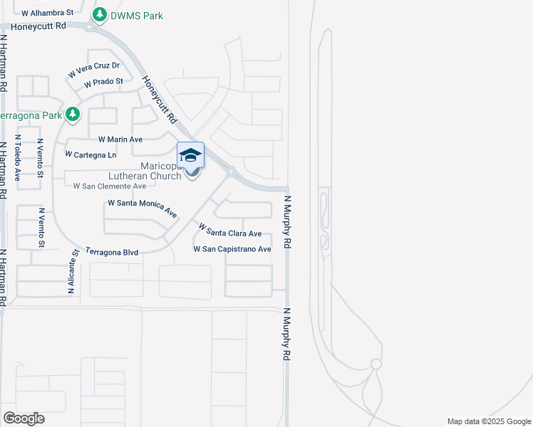map of restaurants, bars, coffee shops, grocery stores, and more near 35253 West Santa Barbara Avenue in Maricopa