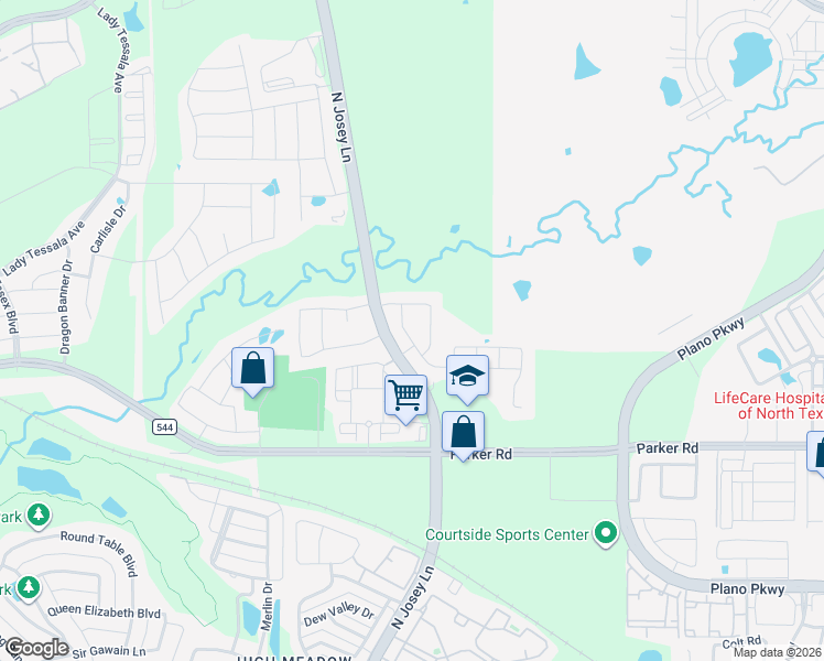 map of restaurants, bars, coffee shops, grocery stores, and more near 2001 Hollow Creek Trail in Carrollton