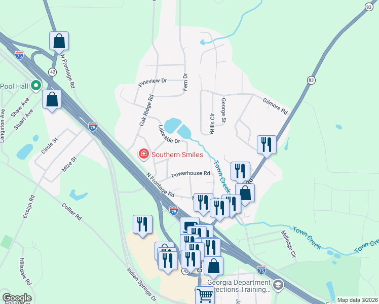 map of restaurants, bars, coffee shops, grocery stores, and more near 21 Pinecrest Drive in Forsyth