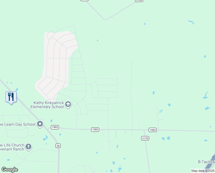 map of restaurants, bars, coffee shops, grocery stores, and more near 3112 Ridgeview Road in Caddo Mills