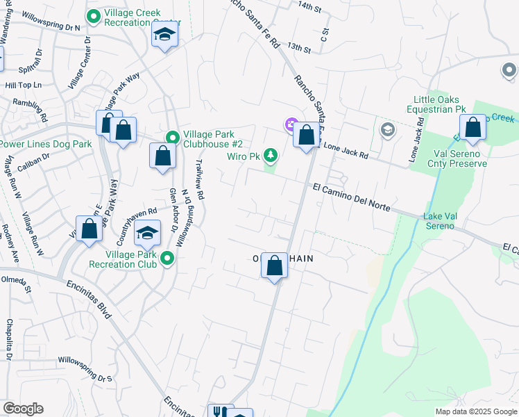 map of restaurants, bars, coffee shops, grocery stores, and more near 603 Sereno View Road in Encinitas