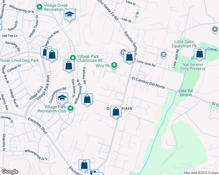 map of restaurants, bars, coffee shops, grocery stores, and more near 603 Sereno View Road in Encinitas