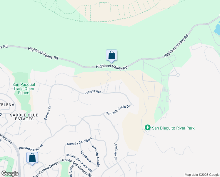map of restaurants, bars, coffee shops, grocery stores, and more near 13114 Polvera Avenue in San Diego