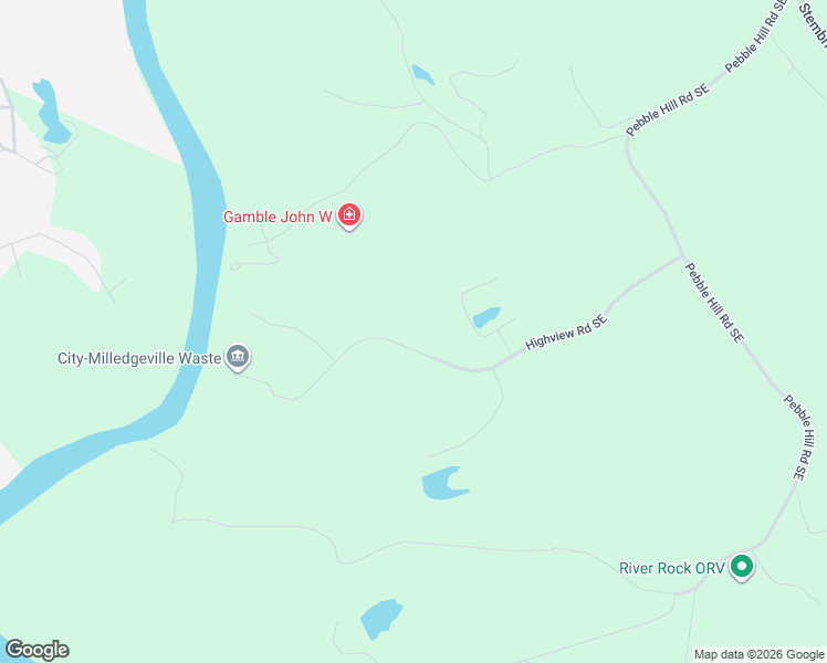 map of restaurants, bars, coffee shops, grocery stores, and more near 175 Highview Road Southeast in Milledgeville