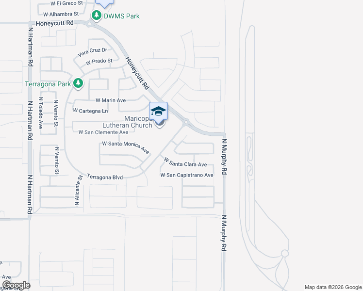 map of restaurants, bars, coffee shops, grocery stores, and more near 18741 North Gabrieles Way in Maricopa