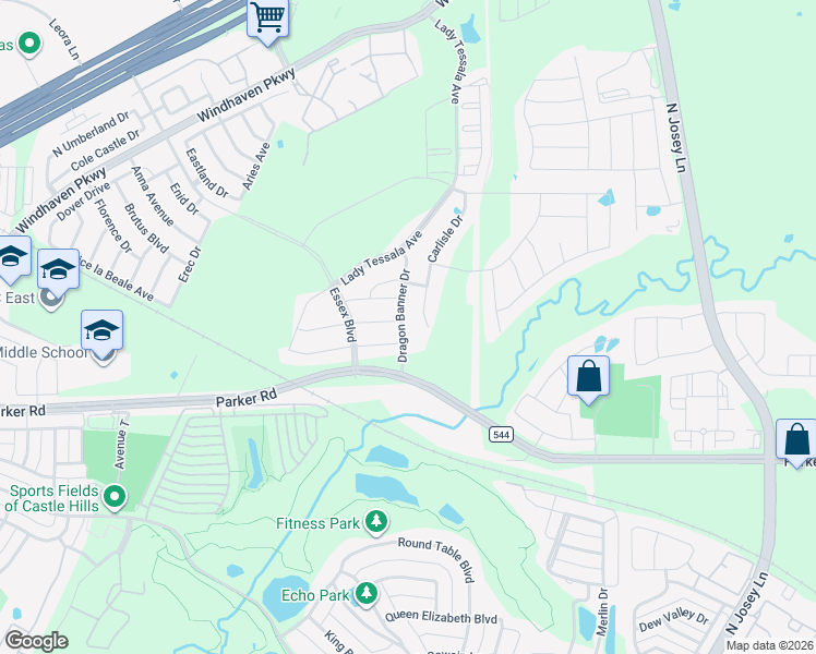 map of restaurants, bars, coffee shops, grocery stores, and more near 1005 Dragon Banner Drive in The Colony