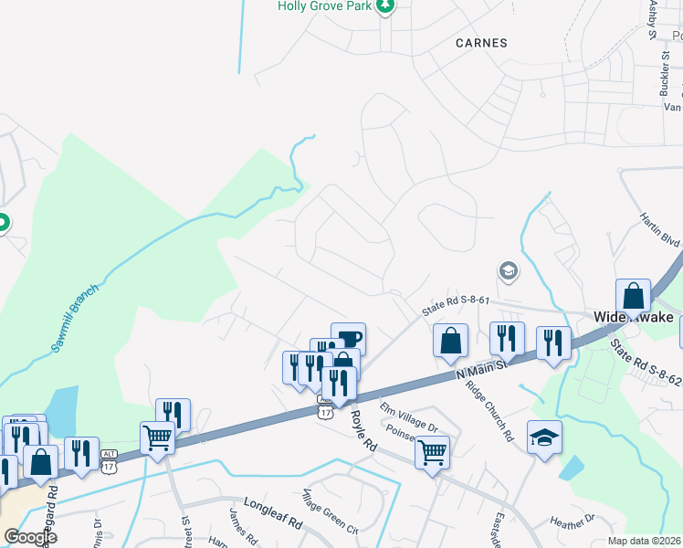 map of restaurants, bars, coffee shops, grocery stores, and more near 148 Clydesdale Circle in Summerville