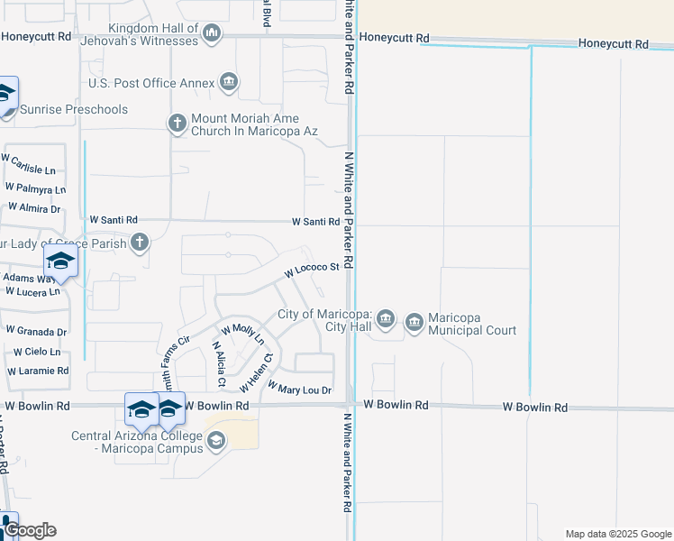 map of restaurants, bars, coffee shops, grocery stores, and more near 40005 West Lococo Street in Maricopa